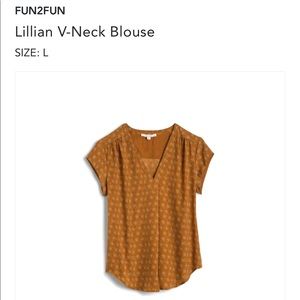 Stitch Fix Yellow Patterned Short Sleeve Blouse